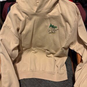 Un Verano Sin Ti Beige Hoodie with Palm Tree Embroidery